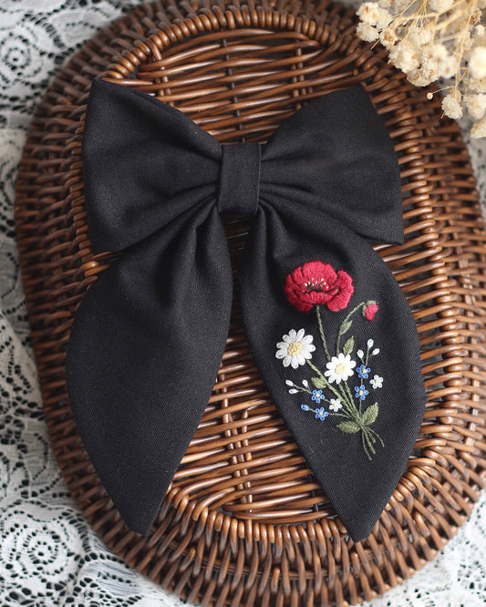 poppy daisy forget me not hairbow