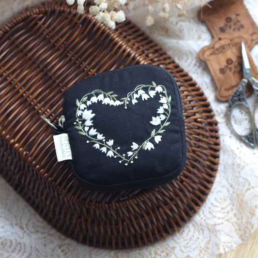 Lily of the Valley Heart pouch